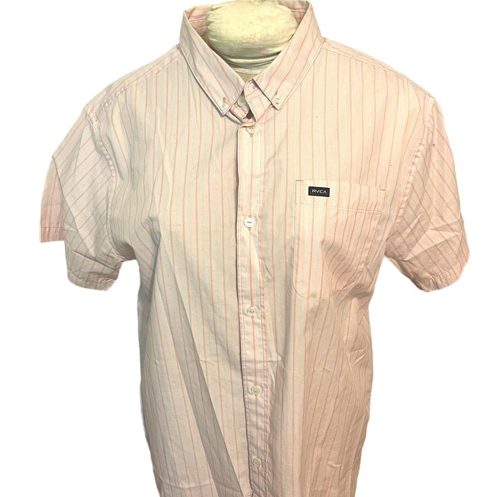 RVCA Pink Striped Button Down Shirt